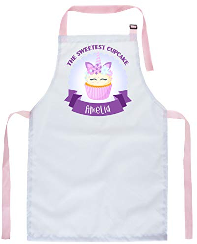 Ferocity Personalisierter Kinderschürze Jugend Malschürze Kunstkittel Kochschürze Apron Teenageralter Werkschürze mit einem motiv süßeste Cupcake mit Name [074]