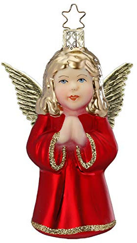 Grehge istmas Tree Decoration - Angel - Colour: Red - Glass - Mouth-Blown - Size: 10 cm