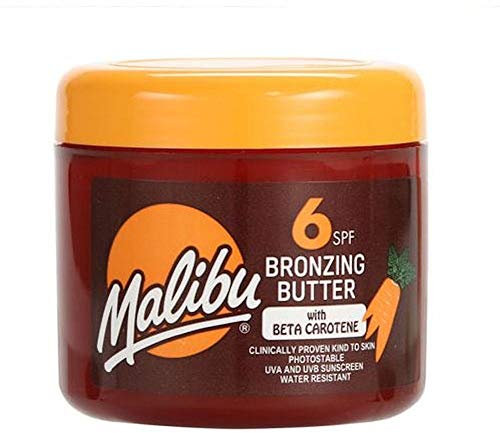 Malibu Sun SPF 6 Bronzing Tanning Body Butter with Beta Carotene, Water Resistant, Tropical Coconut Fragrance, 300ml