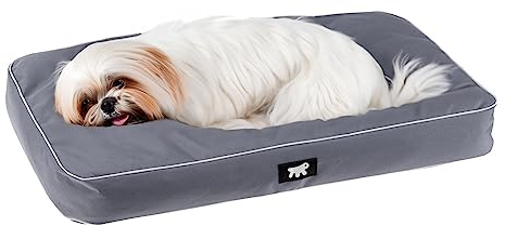 FERPLAST Hundematte & Katzenmatte Klein - Orthopädisches Hundebett - Hundebett Waschbar & Kratzfest - Hundekissen - Hundebett Flauschig - Herausnehmbare Polsterung - Polo - 65 x 40 x h 8 CM, S, GRAU