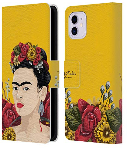 Head Case Designs Offizielle Frida Kahlo Porträt Lumig Rot Leder-Wallet-Hülle Kompatibel mit Apple iPhone 11