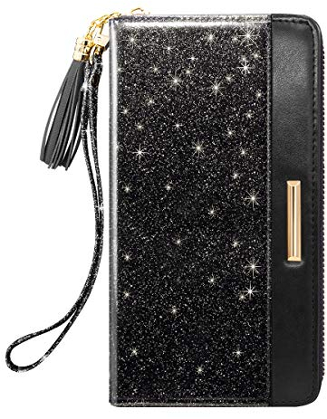 börsen für Frauen PU-Leder Kartenhalter Organizer Damen Clutch mit Quaste Handgelenkschlaufe