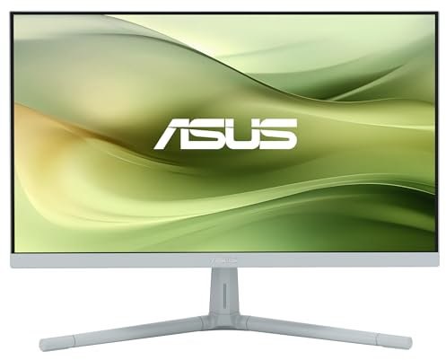 ASUS Eye Care VU249CFE-G - 24 Zoll Full HD Monitor - 100 Hz, 1ms MPRT, AdaptiveSync, GreenProduct, Epeat Gold - IPS Panel, Vesa 75x75, 16:9, 1920x1080, HDMI, USB-C mit 15W PD, ergonomisch, grün-grau