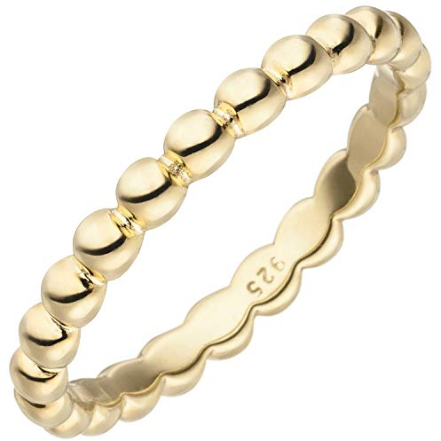 Jobo Damen-Ring Kugel-Ring aus 925 Sterling Silber vergoldet Größe 62