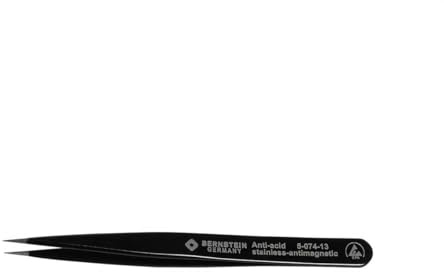 BERNSTEIN ESD SMD Universal Pinzette Präzision Edelstahl 120 mm – Ableitfähig zwischen 10^6 bis 10^9 Ohm, Spitze Pinzette | Löten Zubehör und Modellbau