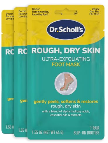 Dr. Scholl's Rough, Dry Skin Ultra Exfoliating Foot Peeling Mask, 3 Pairs Moisturizing Socks Gently Peels and Softens, with Urea, Dry Skin Callus Remover for Feet