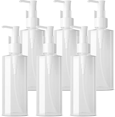 TIANZD 6 Piezas Oval Botella Dosificador Vacías de 120ml Pet Translúcido con Bomba Dispensador de Botellas de Loción Envase Cosmético para Jabón de Emulsión Gel de Ducha con Embudo