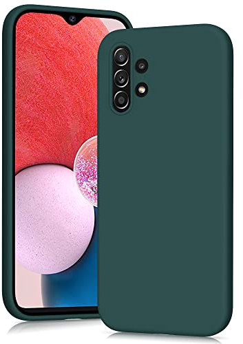 YATWIN Silicone Case for Samsung Galaxy A13 4G, Soft-Touch, Shockproof, DustProof, Antiskid Full Body Armour Phone Cover for Samsung Galaxy A13 4G - Dark Green