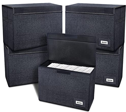 Leffis 5 Pack Collapsible Comic Book Storage Box 15.5 X 7.5 X 11.3, Short Comic Book Box with Handles, Holds 150 Comics Heavy Duty Comic Book Bin