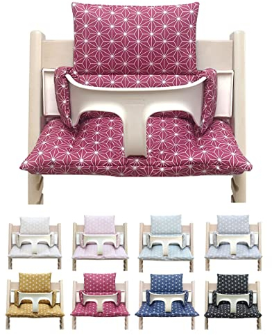 Blausberg Baby - Sitzkissen Set kompatibel mit Stokke Tripp Trapp Hochstuhl Materialien Oek-Tex Standard zertifiziert - Made in Germany (Happy Star Cranberry Pink Rot)