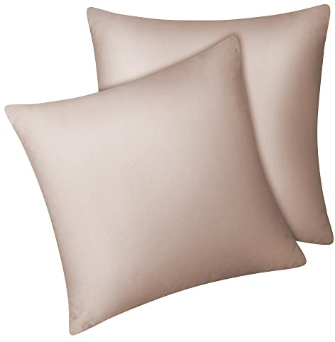 Fittia Ensemble de taies d’Oreiller en Tissu 100% Bambou Lyocell comme de la Soie Naturelle en Couleur Taupe avec la Taille 65x65cm