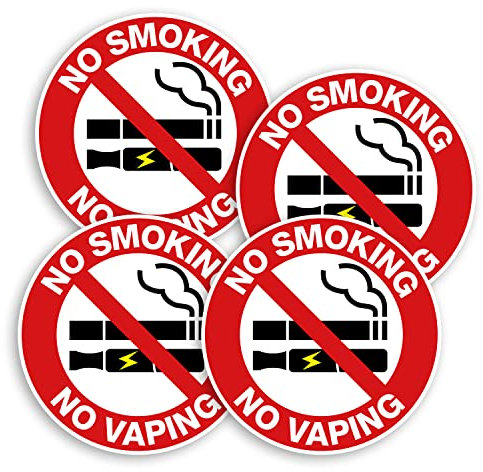 4 x 10cm No Smoking Vaping Sign Vinyl Stickers - Office H&S Warning Sticker #31373