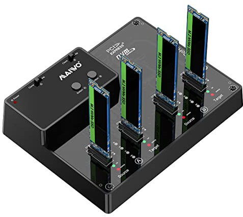 MAIWO M.2 NVMe SSD Cloner Duplicator, USB 3.1 GEN2 10Gbps Speed, 8TB Capacity, Support Two Group 1:1 Clone, M.2 PCIE NVMe 4 Bay Docking Station