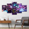 Hd 5 Stück Leinwand Kunst Gedruckt Leinwand 5 Stück Neon Auto Rocket League Videospiel Hd Wandkunst Poster Bilder Gemälde Wohnkultur Zubehör Dekoration,20X35Cmx2 20X45Cmx2 20X55Cmx1,Rahmenlos Poster