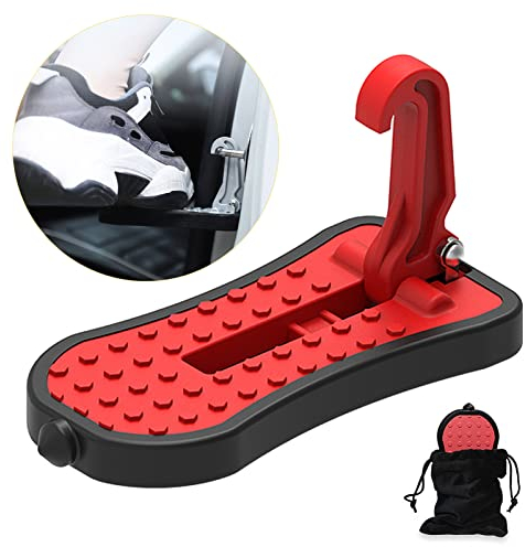 NATGIC Autotür -Pedal, Auto Türsteuerfußstifte U -förmiges Fußpedal Einfacher Zugang zum Dach Antiskid Multifunktion Universal Automobilpedal mit Sicherheitshammertür für SUV, RV(16cm, Rot)