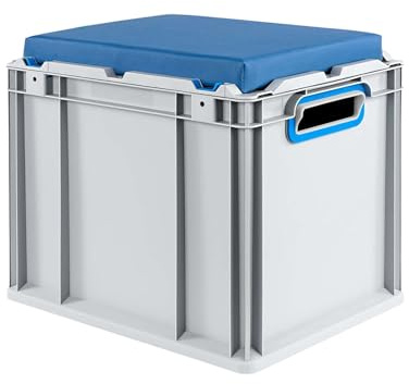 PROREGAL Eurobox NextGen Seat Box Blau | HxBxT 36,5x30x40cm | 30 Liter | Griffe offen | Eurobehälter, Sitzbox, Transportbox, Transportbehälter, Stapelbehälter