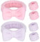 Spa Gesicht Stirnband 6 Stück,Bowknot Make Up Haarband,Elastisch Handgelenk Waschband,Flauschiges Beauty Haarband für Frauen Gesichtswaschen Dusche Sport