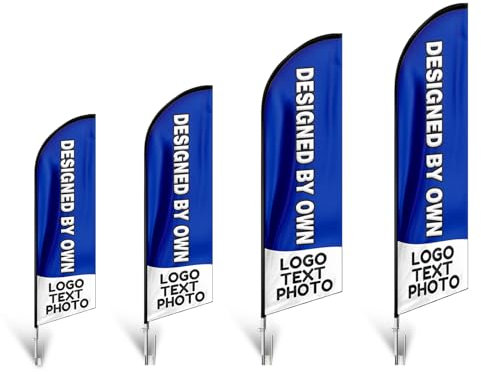 QSUM Bandiera personalizzata della piuma, bandiera pubblicitaria del testo del logo su misura 7FT per Pizza, barbiere, Open House, aziende aperte e vetrine