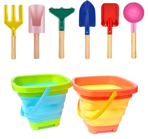 MTDASB Foldable Beach Toys Set for Kids -Sand Bucket & Shovel Kit, Portable Sandpit Toys for Toddlers, Pool & Garden Play