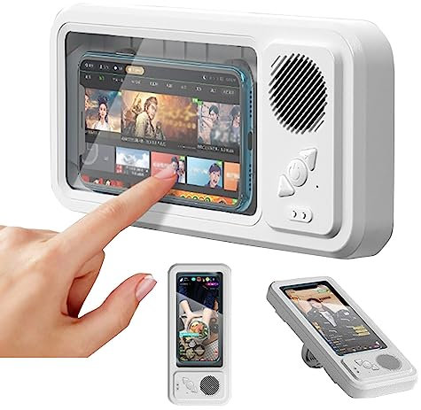 Soporte Para TeléFono Ducha Resistente Al Agua,Con Altavoz Bluetooth InaláMbrico,Funda Para TeléFono Ducha,BañO,Montaje En Pared Para Todos Los TeléFonos MóViles Hasta 7 Pulgadas,Regalos Para Hombres