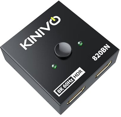 Kinivo 8K HDMI Switch 2 in 1 Out - (8K 60Hz, Ultra HD Switcher Hub, 48Gbps HDMI 2.1 Hub, HDR10+) - Compatible with HDTV, PS5/4, Xbox, Apple TV
