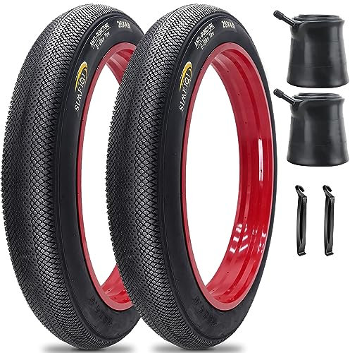 SIMEIQI Paquete de 2 neumáticos de Bicicleta eléctrica de 20 x 4.0 Pulgadas y Tubos Interiores, neumáticos de Repuesto Plegables para Bicicleta eléctrica, Calle, Carretera, pavimento o Bicicleta