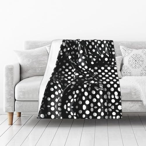 Babydecke / Bettwäsche, gewellt, gepunktet, für Babys, Erwachsene, warm, weich, Flanell, 127 x 101,6 cm, Schwarz / Weiß