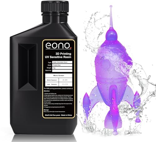EONO Imprimante 3D bicolore lavable à l'eau - Résine bicolore - Lavable à l'eau - Résine d'impression 3D UV 405 nm - Pour impression 3D LCD - Violet et bleu - 1000 g