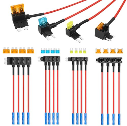 cooclensportey 4 Types (16 Pack) Fuse Taps, Upgraded 12V Add-a-Circuit Adapter and Fuse Kit with Standard Mini Micro2 and Low Profile Fuse Taps