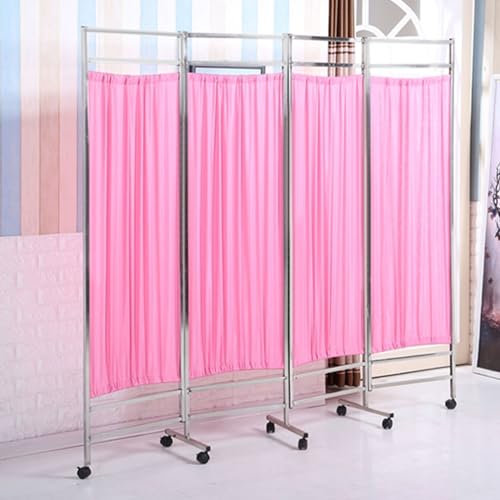 PRUJOY Rollbarer medizinischer Sichtschutz mit Rädern, 4-teilige Faltbare temporäre Raumtrennung, für Klinik/Station/Untersuchungskabine (Deep Coffee)