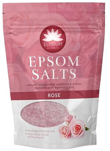 450g Elysium Spa Rose Epsom Salts - Bath Salts - Natural Magnesium Sulphate Bath Salts for Relaxing Muscle Aches