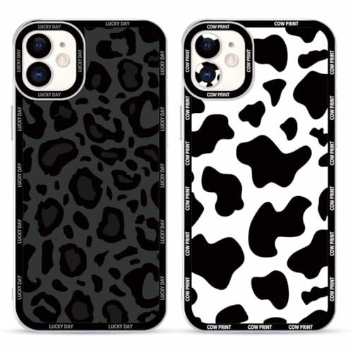 Foonary 2 Pack Clear Set Suitable for iPhone 11 Transparent 6.1, Phone Case With Leopard Beautiful Fun Aesthetic Pattern Cover, Soft Silicone Shockproof Protective Box, for iPhone 11