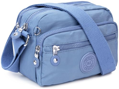 TEUEN Petit Sac bandoulière Femme, Léger Sac Porté épaule Imperméable en Nylon Sac à Main Loisir avec Multi-poches et Bandoulière Réglable Sac Besace ete Zippé pour Femme Filles