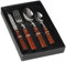 Juego de cubiertos cuatro piezas, Cubiertos de acero inoxidable, mango de madera, adecuado para uso en el hogar y en restaurantes para disfrutar de filetes, pasta, ensaladas
