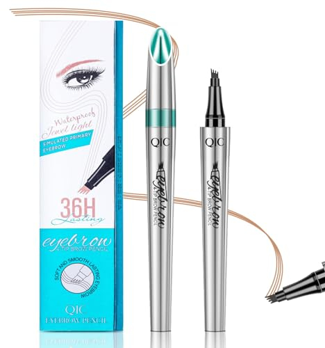 3D Wasserdichter Augenbrauenstift mit 4 Gabelspitzen, Microblading Augenbrauenstift, Augenbrauenstift Härchenzeichnung, 4 Punkt Brauenstift Langanhaltend Natürliche Augenbrauen Make-up (Braun)