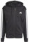 adidas Uomo Essential Three Stripes Fleece Zipper Hoodie, Black/White, S