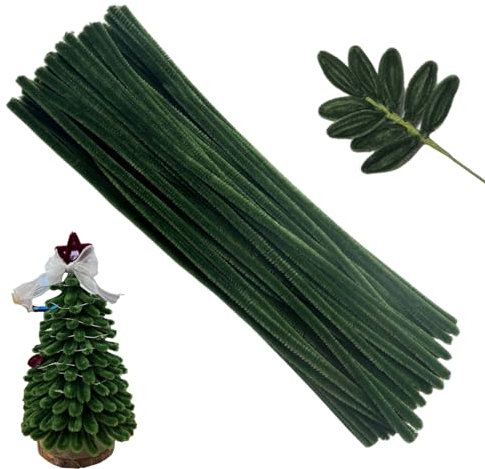 Tikyoary 100 Stück Tannengrün Pfeifenputzern,Pfeifenreiniger-Kit Chenilledraht für Blumen,Tiere oder,DIY-Bastelprojekten und Dekorationen