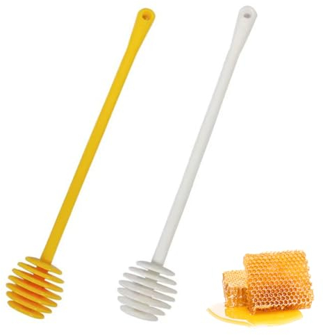 FKWKUW 2 Cuillères À Miel, Distributeur De Miel, Mélangeur À Miel en Plastique Blanc