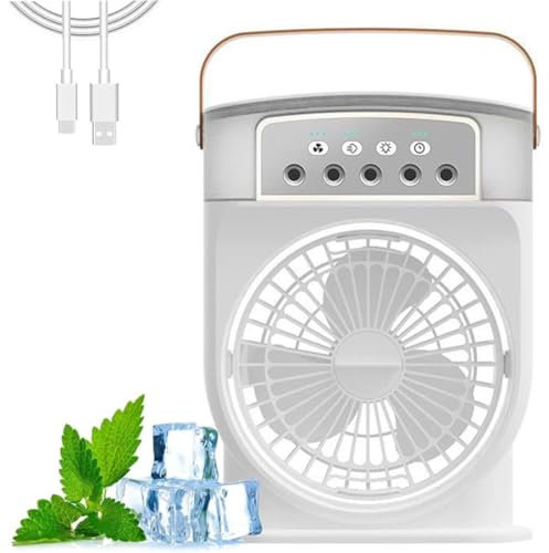 Polarlux Air Cooler, Polarlux Ice Fan, Aqua Freeze Portable Air Cooler Fan, Portable Air Conditioner, Ice Blast Fan with Ice Cooling System 3 Speeds, Rechargeable Portable Mini Misting Fan (White)