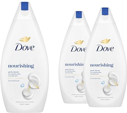 Dove Hydrate Body Wash 0% Sulfate SLES for Women Made with Naturally Derived Cleansers and Plant Based Moisturiseres Gently Cleanses for Softer and Smoother Skin, 450ml Pack of 3