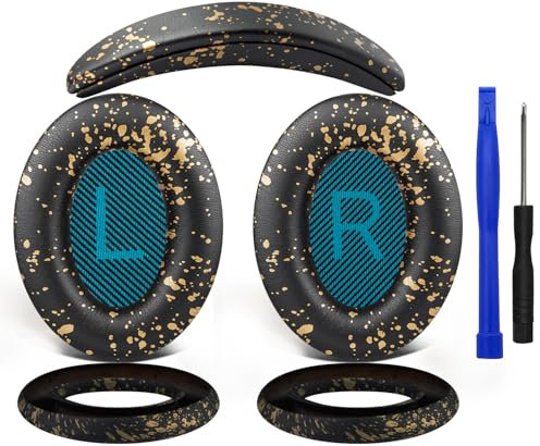 SOULWIT Ohrpolster + Kopfband Stirnband Headband+ Silikon Schutz Abdeckungen, Ersatz Kit für Bose QuietComfort 25(QC25)/SoundLink Around-Ear II(SoundLink AE2)/SoundTrue Around-Ear II(SoundTrue AE 2)
