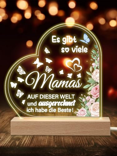 APODESS Mama Nachtlicht Beste Mama Geschenk für Mutter Weihnachten Beste Mama Der Welt Lampe für Mama Geburtstagsgeschenk von Tochter Sohn Kindern Muttertagsgeschenk(keine Batterien erforderlich)