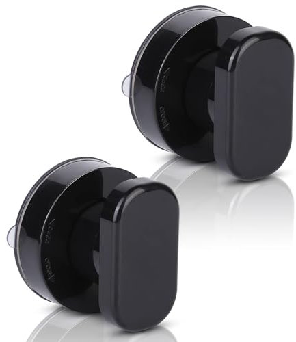 Xiciki Lot de 2 Poignée de Porte à Ventouse, Poignée Ventouse Baie Vitrée Poignées avec Forte Ventouse, Poignee de Porte Ventouse pour Verre de Salle de Bain Armoire Tiroir, Noir