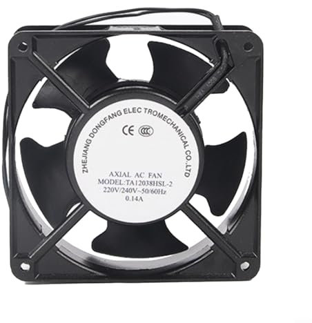 ZYNCUE Ventilatore assiale ad alta temperatura per cassetta camino inseribile, silenzioso, con lame in metallo, per stufe, estrattori, camini, stufe a legna, 120 x 120 x 38 mm