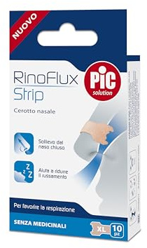 Pic Solution RinoFlux Strip Nasenpflaster atmen gut, erleichtern das Atmen, sofortige Linderung bei verstopften Nasen, Packung mit 10 Stück, Größe XL