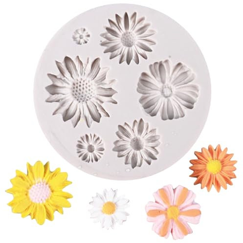 Silikonform Blumen,Silikonformen Blumen,3d Silikon Blume Gießformen Formen,Silicone Form,Sommer Blüten Daisy Flower,Silikonform Blumen Fondant Candy Jelly,Gießform Gänseblümchen Klein Mould