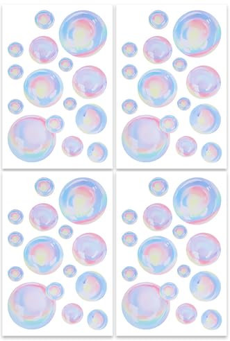simarro 4 Pcs Bubble Wall Decals, Kids Bathroom Decor, Colorful Bubble Underwater World Background Decoration Little Mermaid Bathrooms Decor, Suitable for Children's Bedroom and Bathroom Decoration