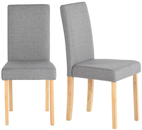 Küchenstühle 2er Set Stühle Esszimmer 2er Set, Holzstühle/Essstuhl/Esszimmerstühle Holz Für Büro/Küche/Esszimmer/Wohnzimmer Stühle aus 3CM Gummiholzbein/Leinenge Stuhl Polsterstuhl Grau 92CM Hohe