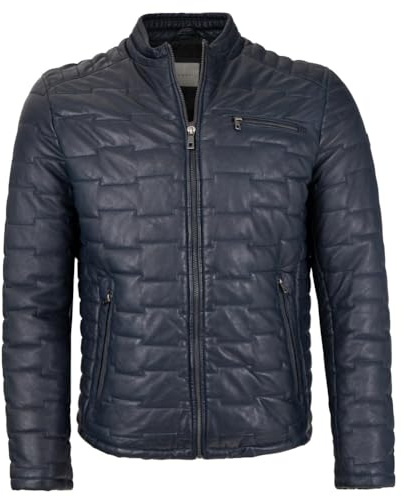 bugatti - Herren Echtleder Lederjacke Steppjacke Lammnappa Navy Größe 56