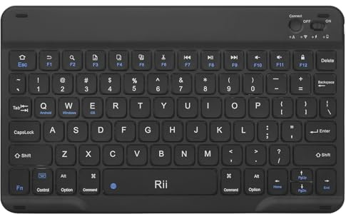 Rii Bluetooth Keyboard, Slim Wireless Keyboard with Type-C Charging, Portable Keyboard for iPad Mac Windows Android Tablets Samsung Tablet Laptop Smartphone